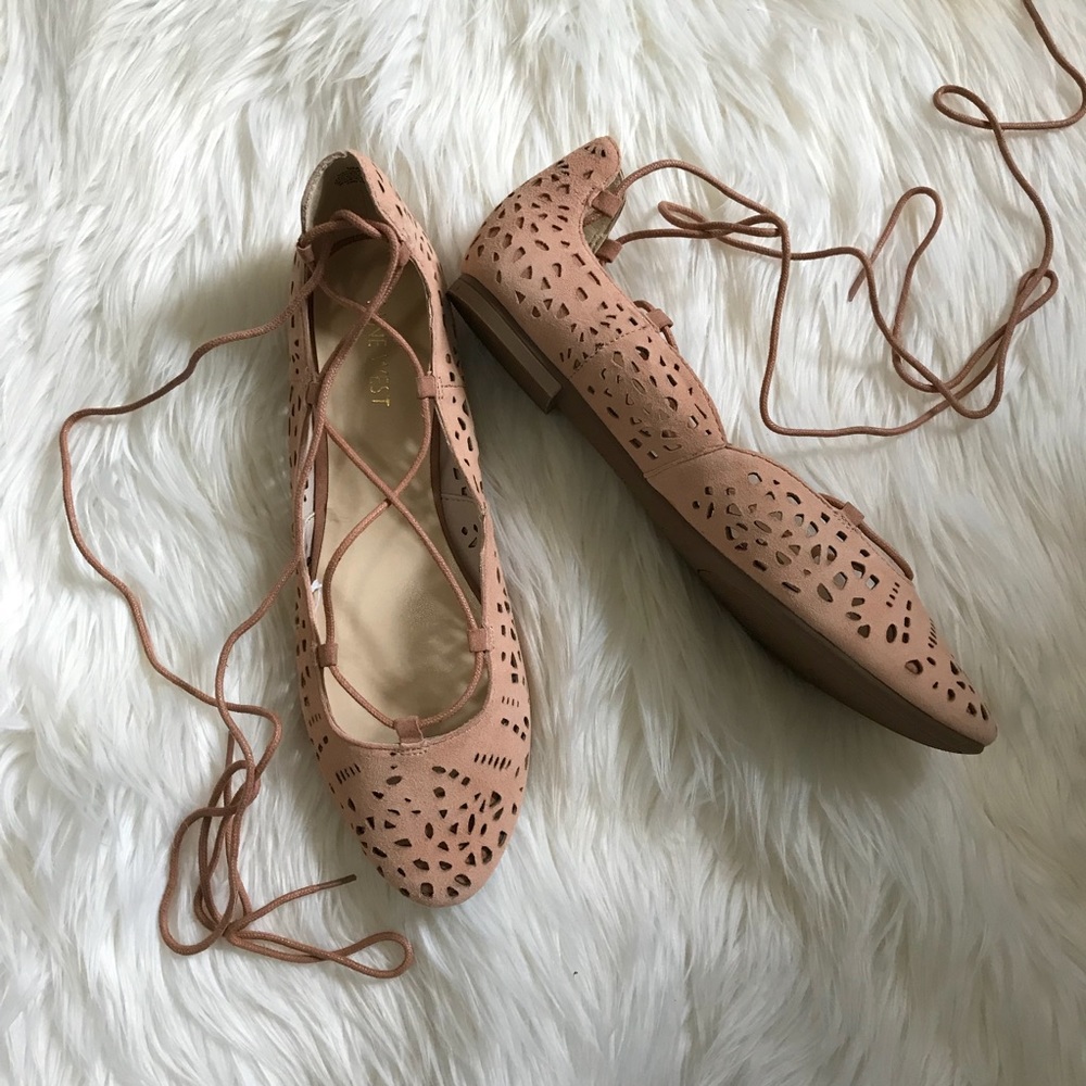 Blush Nine West zavanna leather pink lace up flats